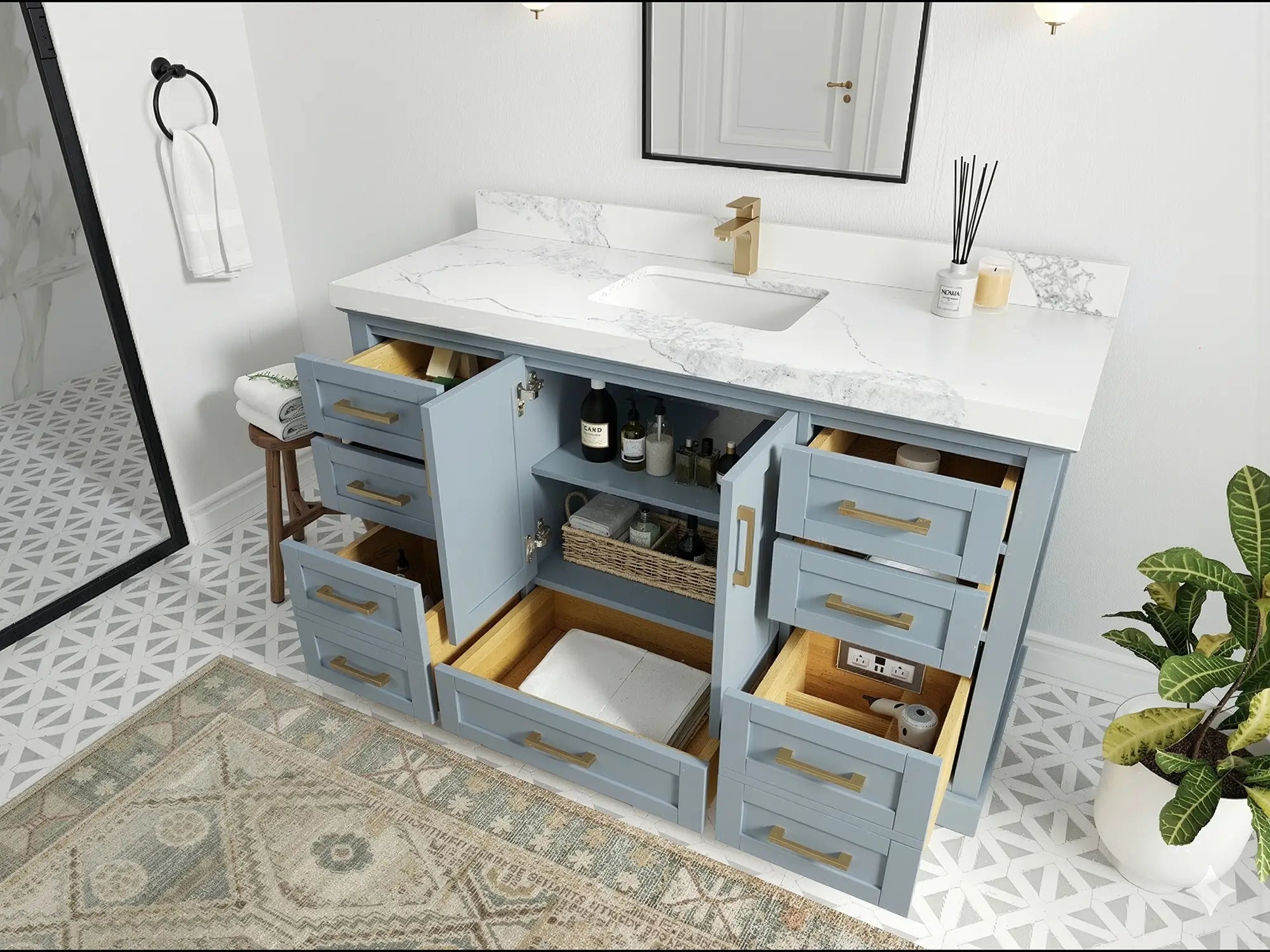 Boston 60 in. W x 22 in. D Single Sink Bathroom Vanity - Willow Bath and Vanity