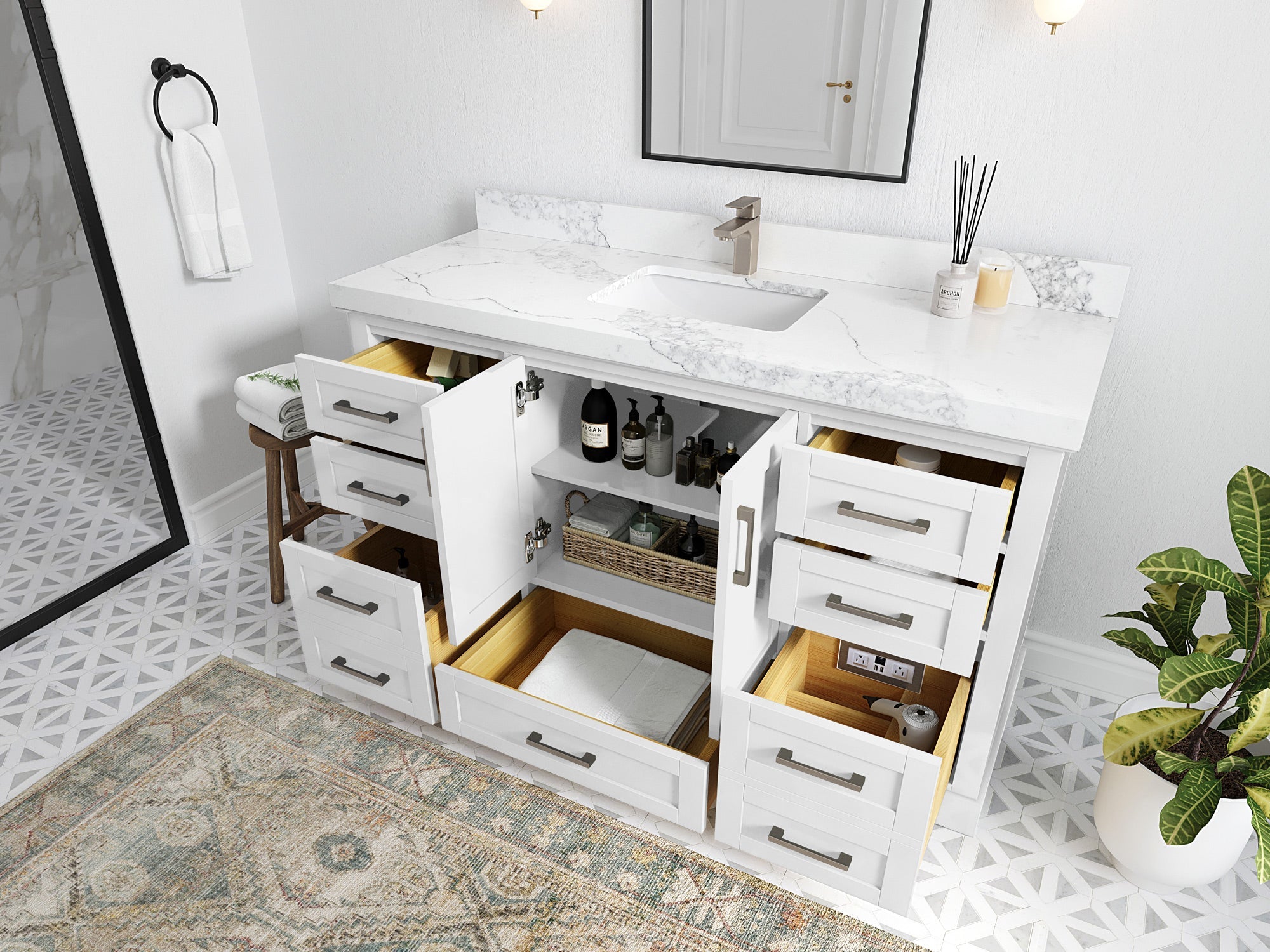 Boston 60 in. W x 22 in. D Single Sink Bathroom Vanity - Willow Bath and Vanity