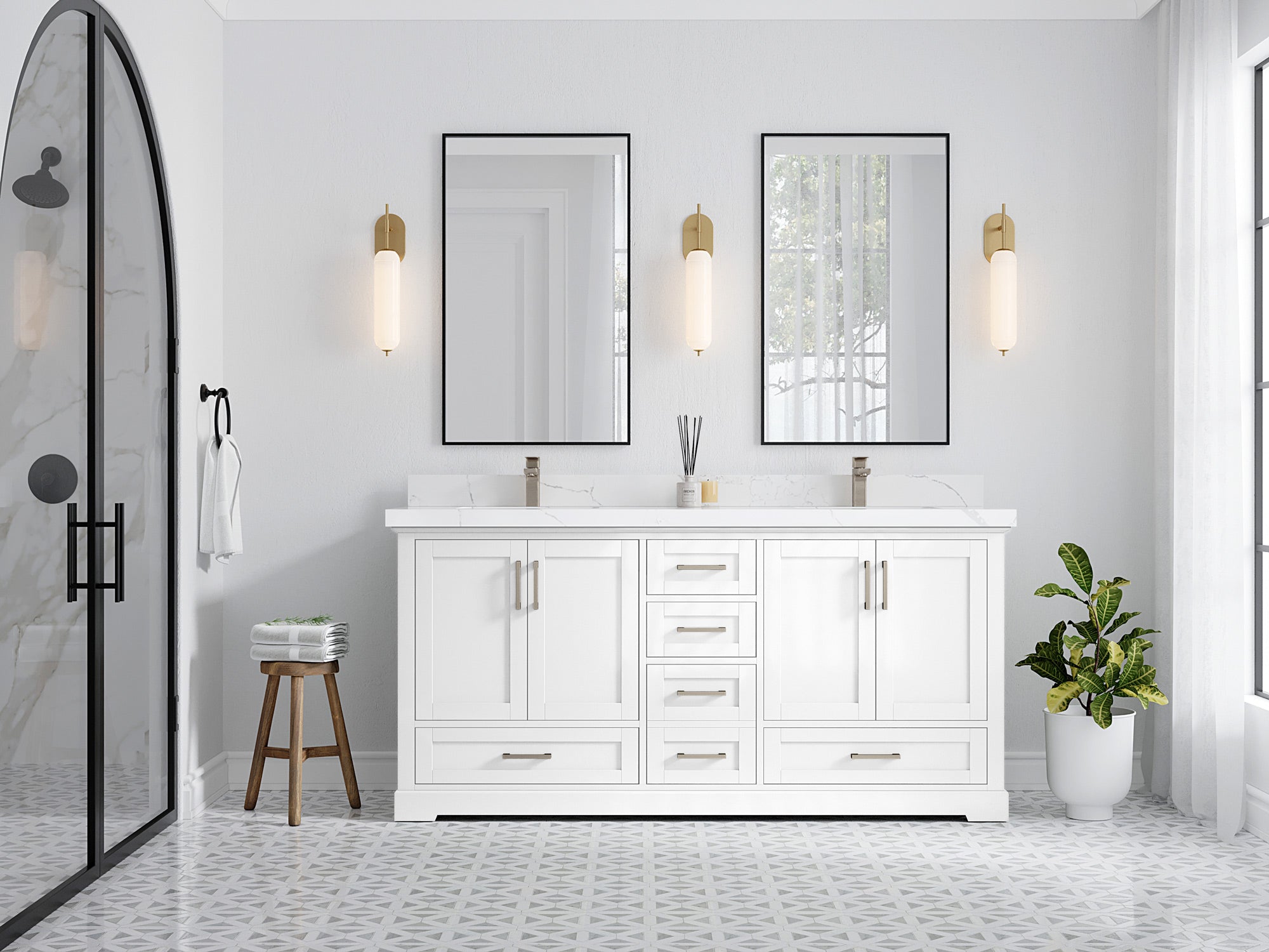 Boston 72 in. W x 22 in. D Double Sink Bathroom Vanity - Willow Bath and Vanity
