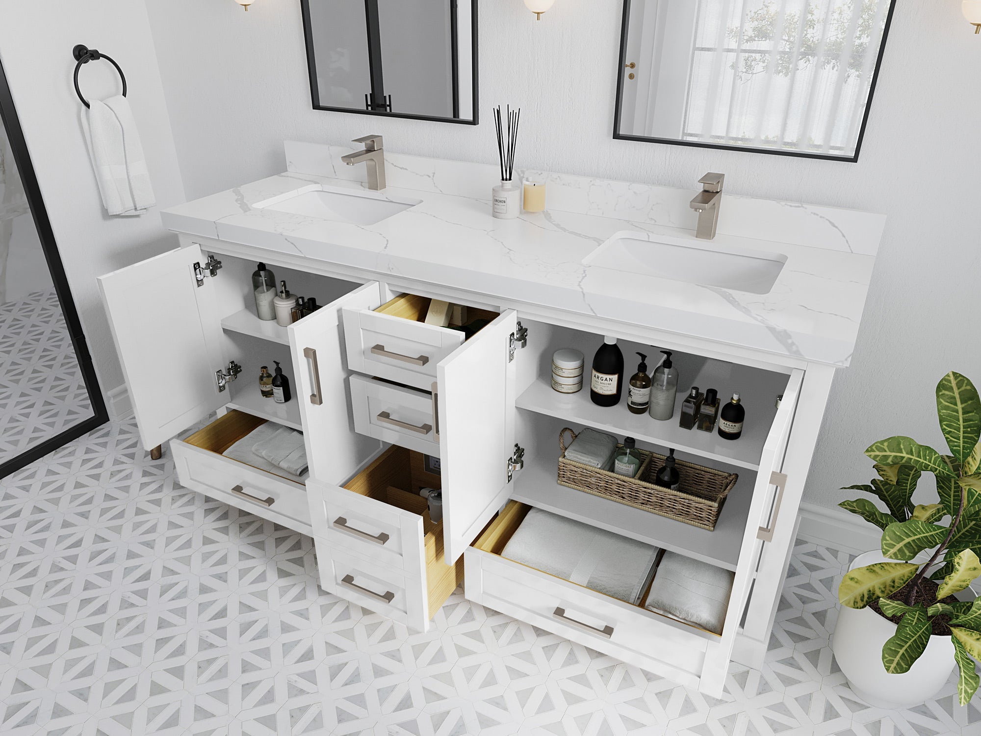 Boston 72 in. W x 22 in. D Double Sink Bathroom Vanity - Willow Bath and Vanity