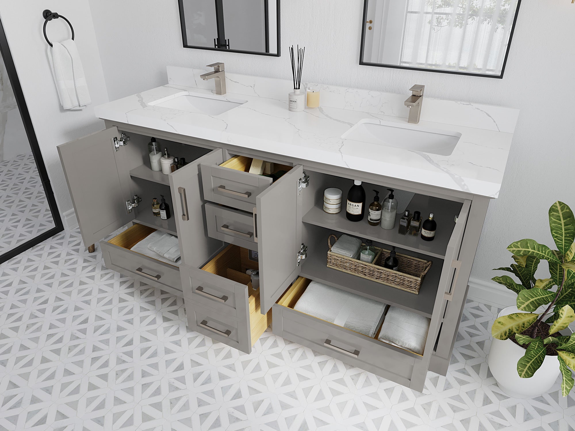 Boston 72 in. W x 22 in. D Double Sink Bathroom Vanity - Willow Bath and Vanity