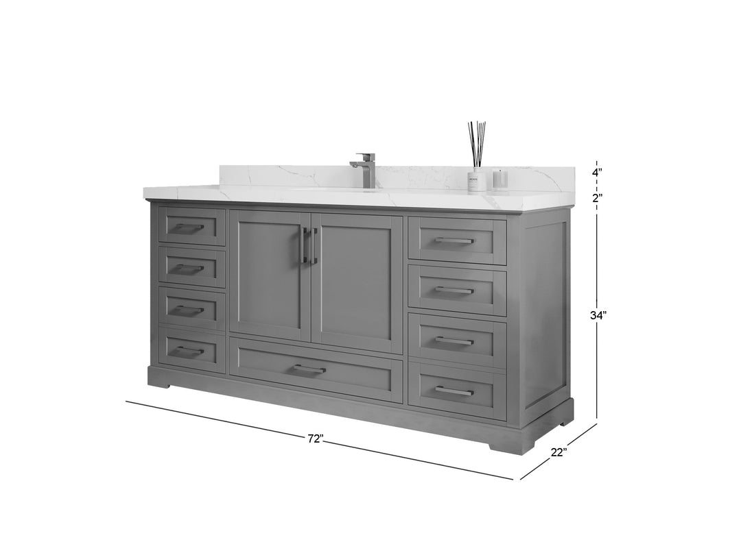 Boston 72 in. W x 22 in. D Single Sink Bathroom Vanity - Willow Bath and Vanity