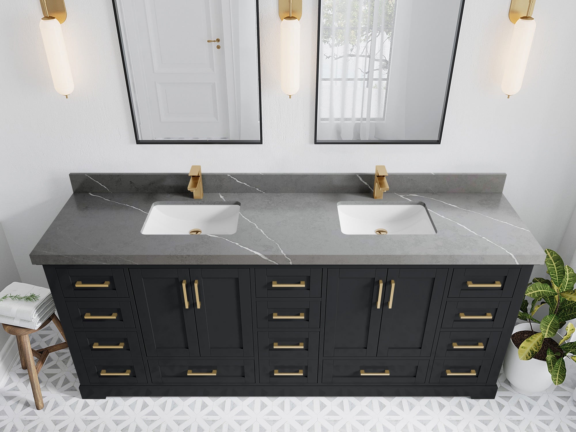 Boston 84 in. W x 22 in. D Double Sink Bathroom Vanity - Willow Bath and Vanity