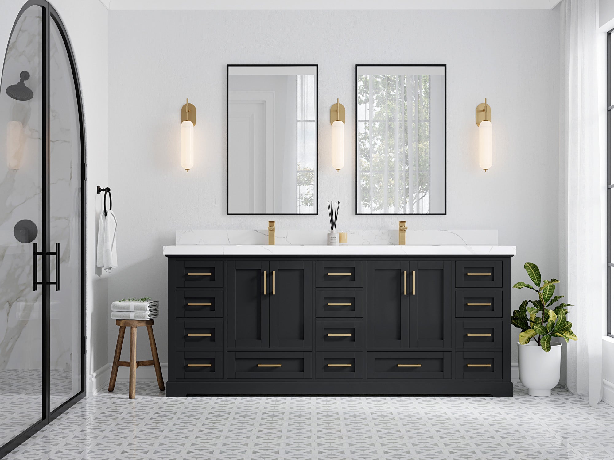 Boston 84 in. W x 22 in. D Double Sink Bathroom Vanity - Willow Bath and Vanity