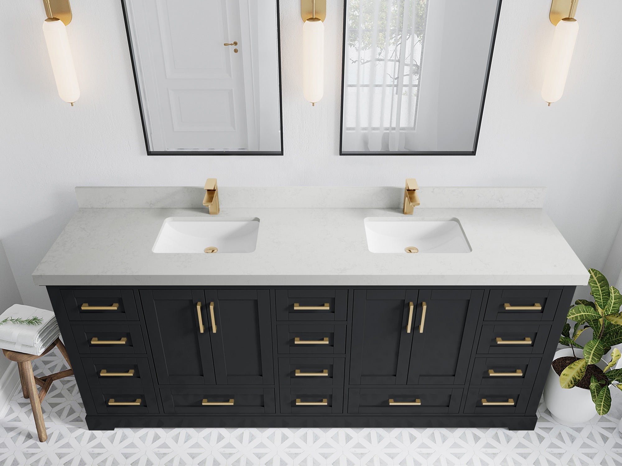 Boston 84 in. W x 22 in. D Double Sink Bathroom Vanity - Willow Bath and Vanity