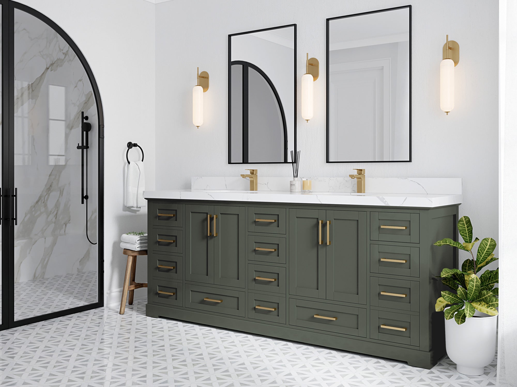 Boston 84 in. W x 22 in. D Double Sink Bathroom Vanity - Willow Bath and Vanity