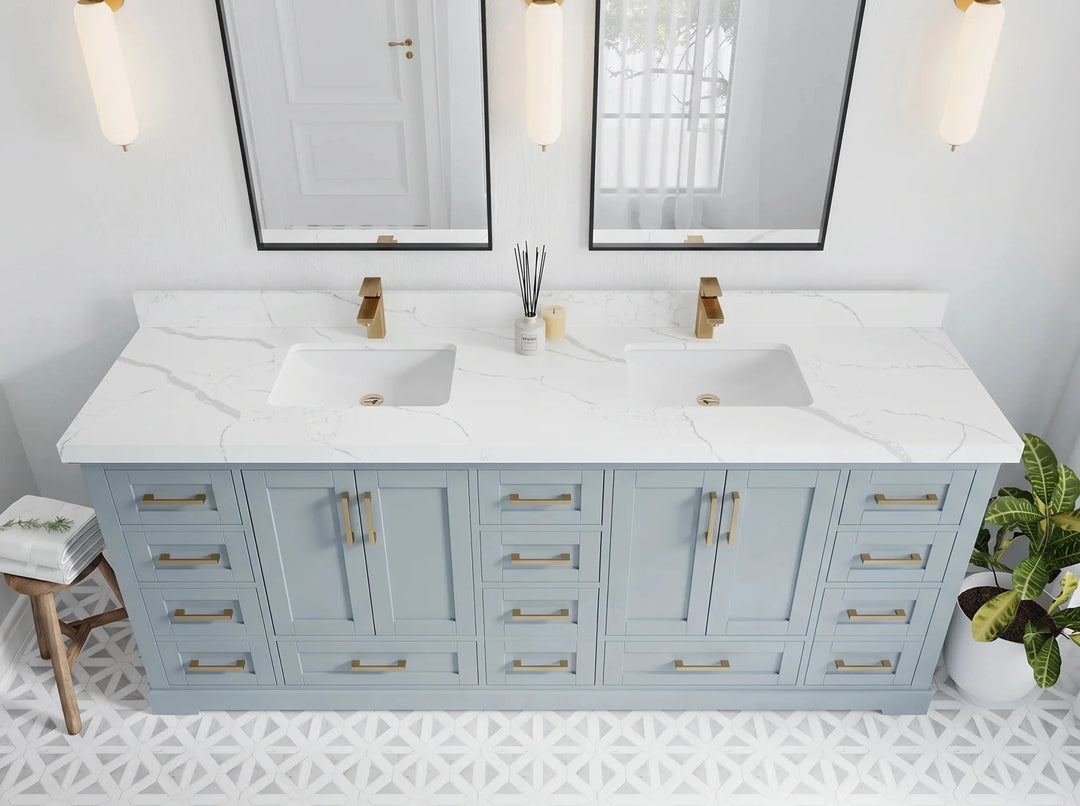 Boston 84 in. W x 22 in. D Double Sink Bathroom Vanity | 
              
                Blue Heather
                
                  
             - BST_BLU_WHQZ_84 - photo №3