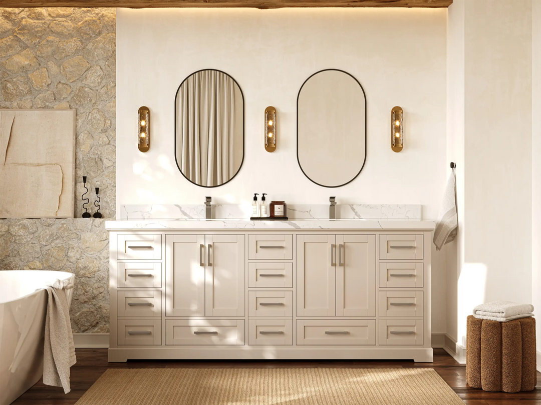 Boston 84 in. W x 22 in. D Double Sink Bathroom Vanity - Willow Bath and Vanity