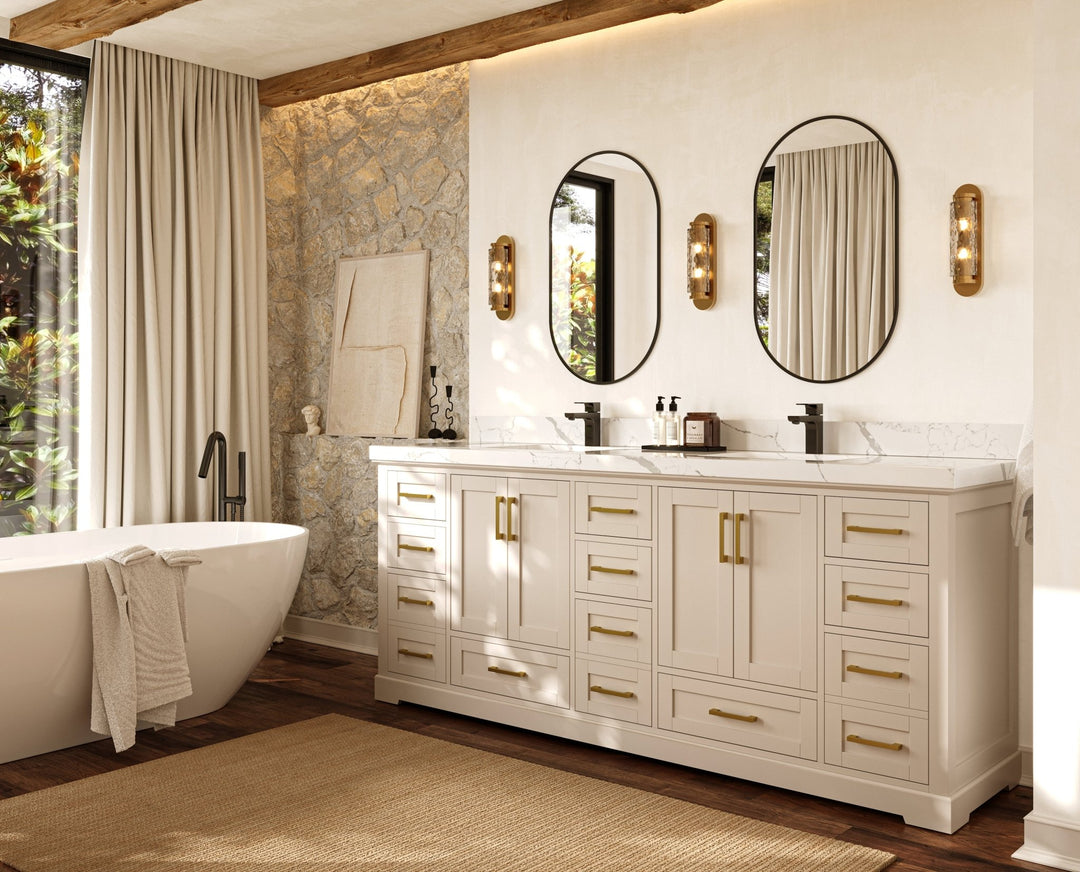 Boston 84 in. W x 22 in. D Double Sink Bathroom Vanity - Willow Bath and Vanity