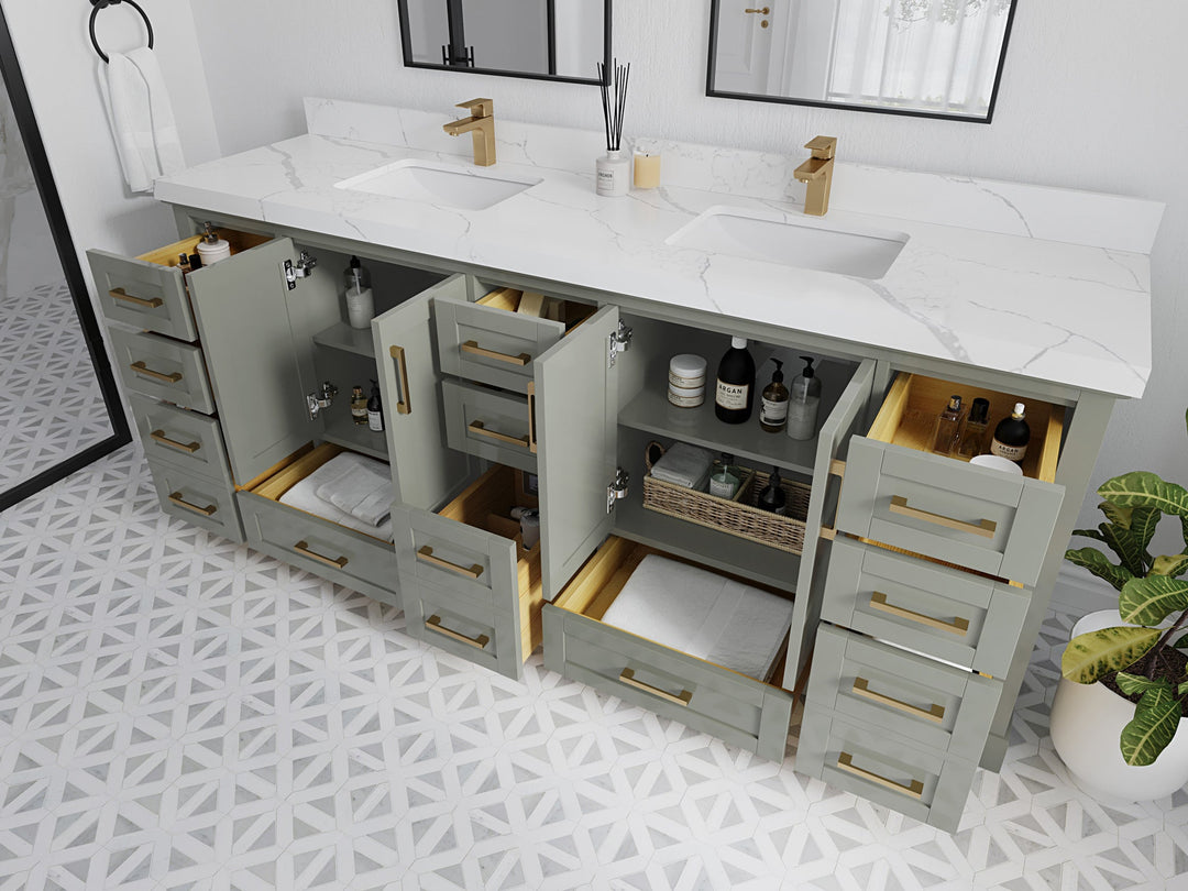 Boston 84 in. W x 22 in. D Double Sink Bathroom Vanity - Willow Bath and Vanity