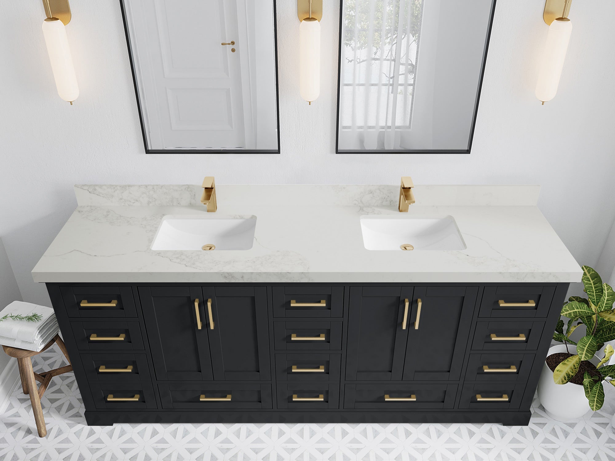Boston 84 in. W x 22 in. D Double Sink Bathroom Vanity - Willow Bath and Vanity
