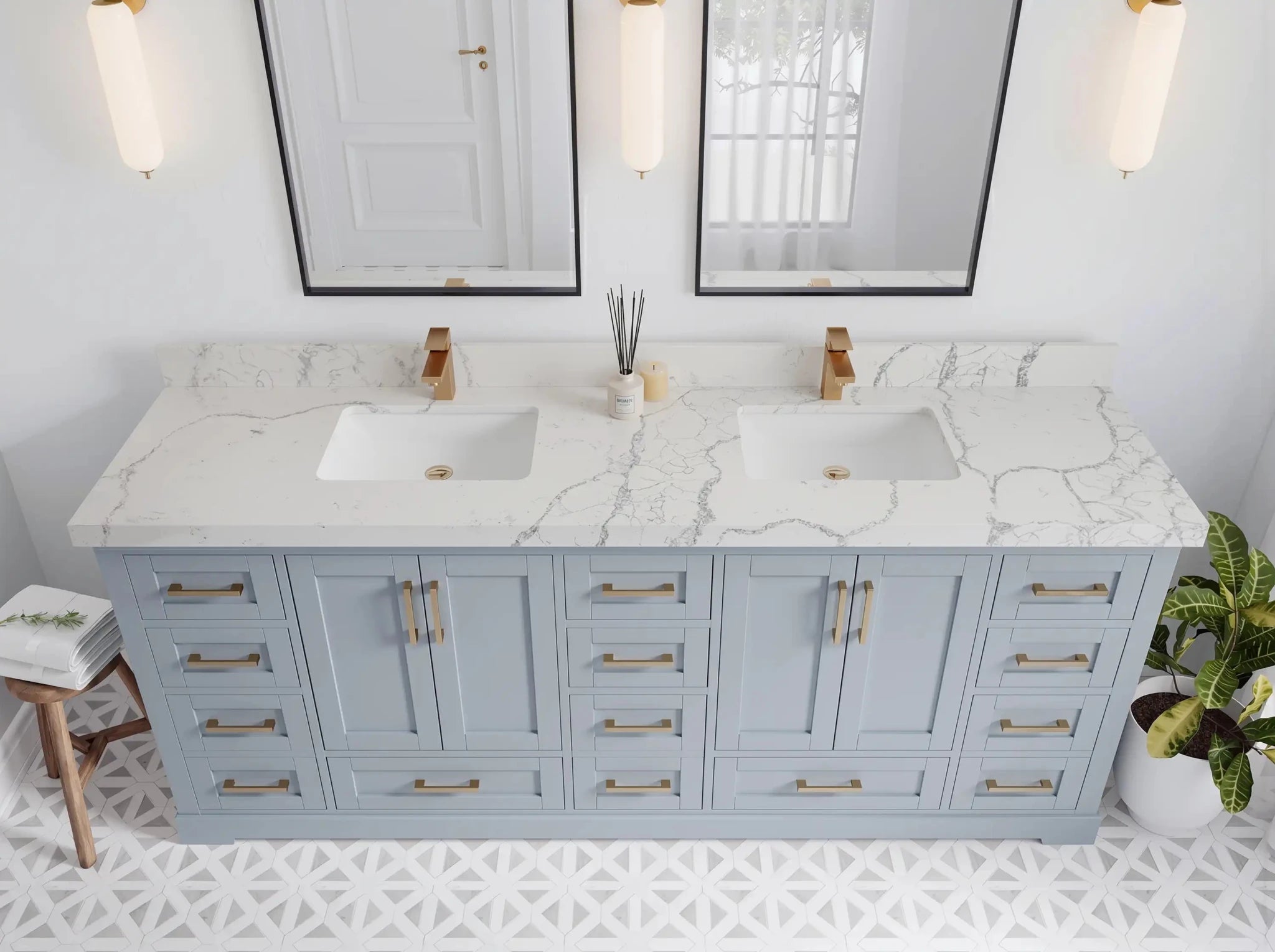 Boston 84 in. W x 22 in. D Double Sink Bathroom Vanity - Willow Bath and Vanity