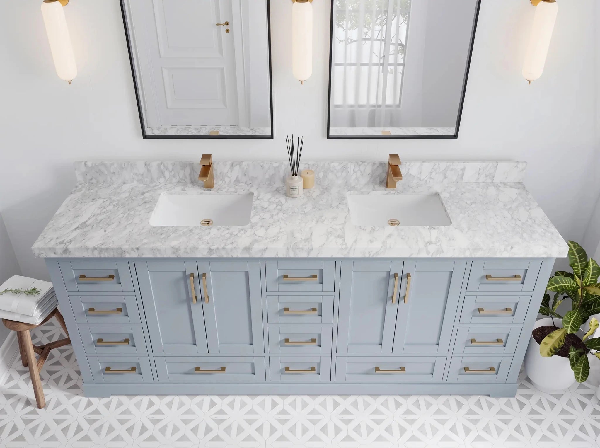 Boston 84 in. W x 22 in. D Double Sink Bathroom Vanity - Willow Bath and Vanity