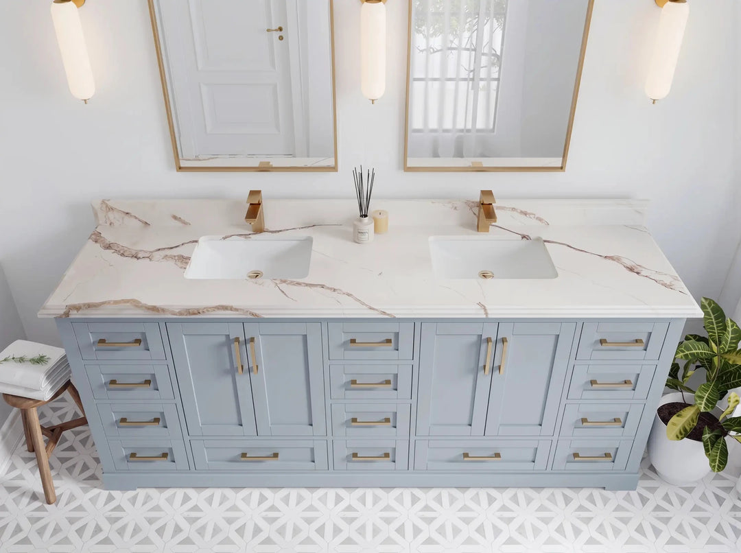 Boston 84 in. W x 22 in. D Double Sink Bathroom Vanity | 
              
                Blue Heather
                
                  
             - BST_BLU_WHQZ_84 - photo №23