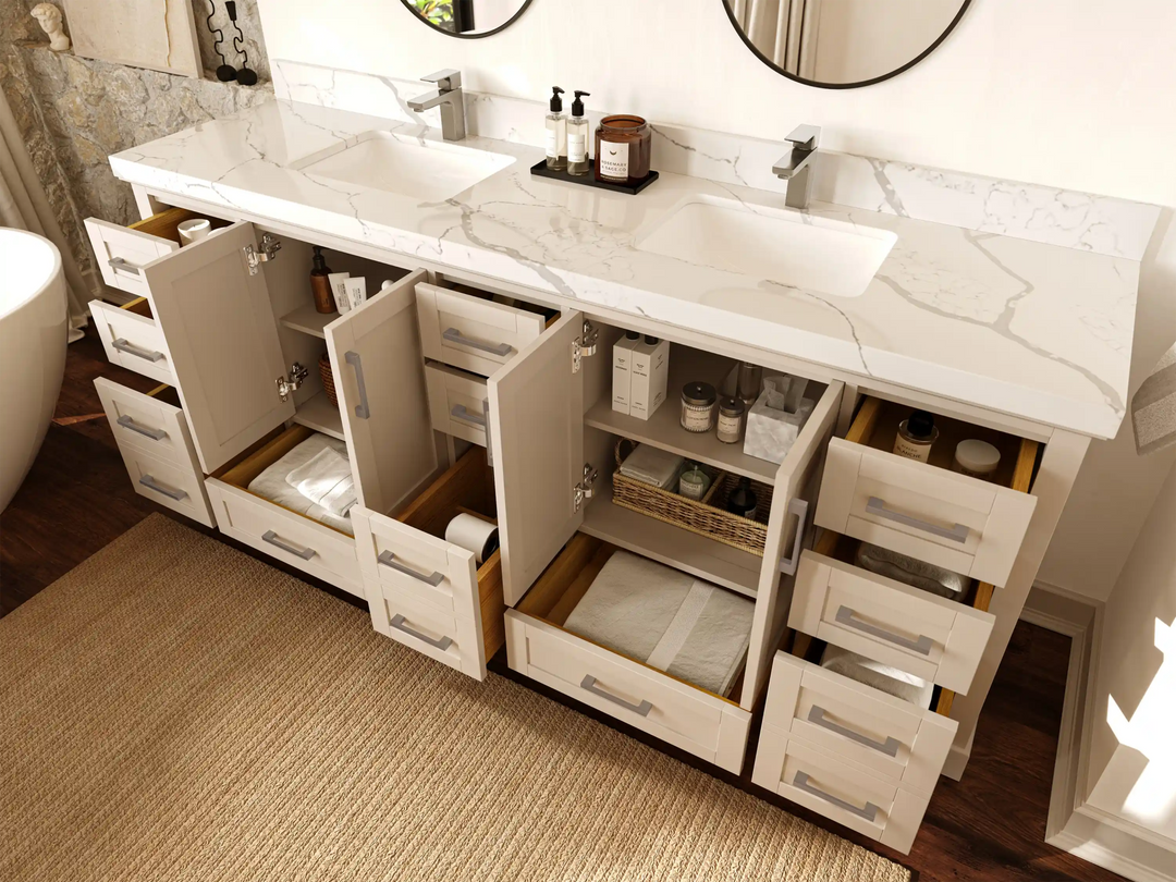 Boston 84 in. W x 22 in. D Double Sink Bathroom Vanity - Willow Bath and Vanity