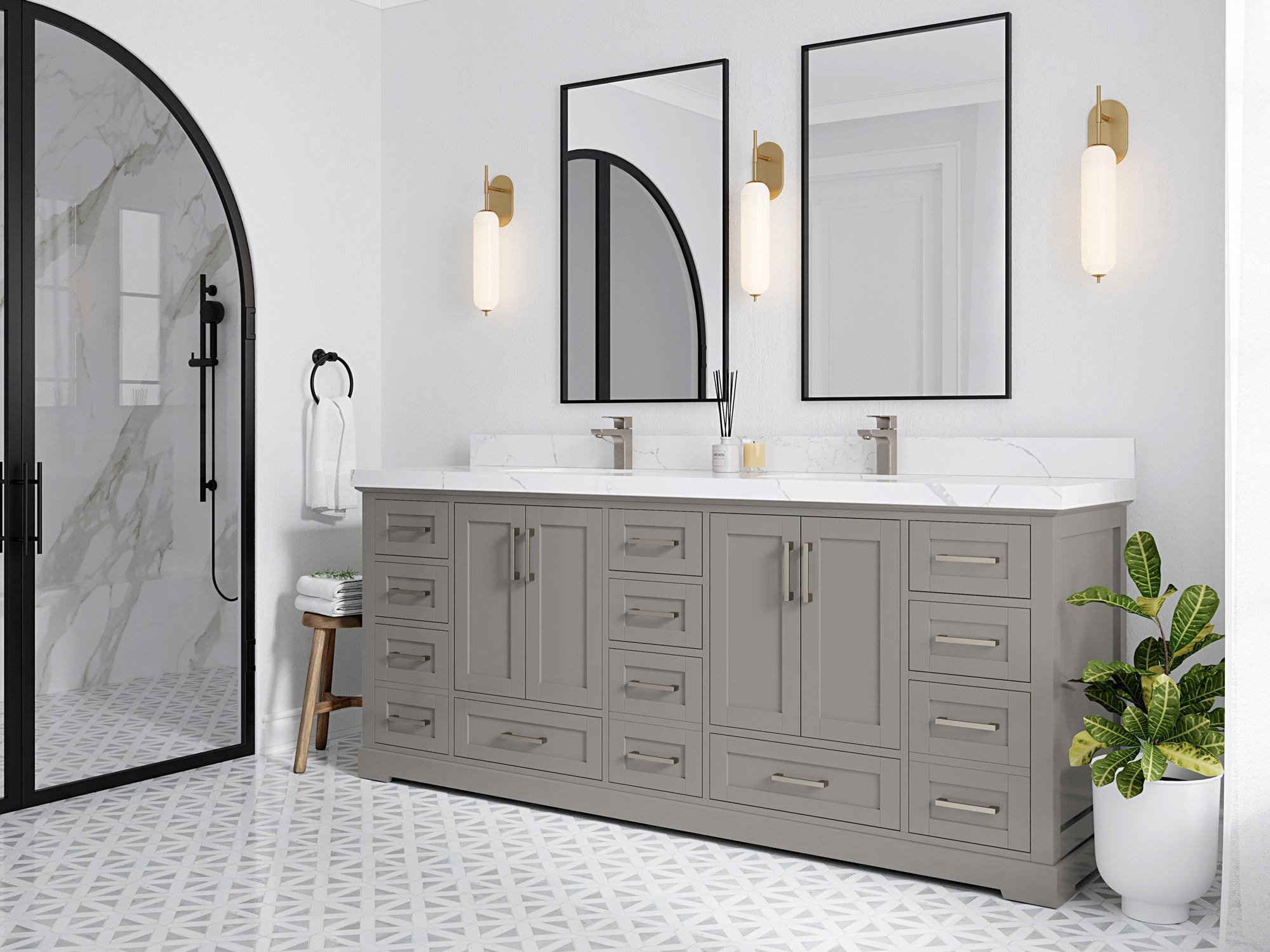 Boston 84 in. W x 22 in. D Double Sink Bathroom Vanity - Willow Bath and Vanity