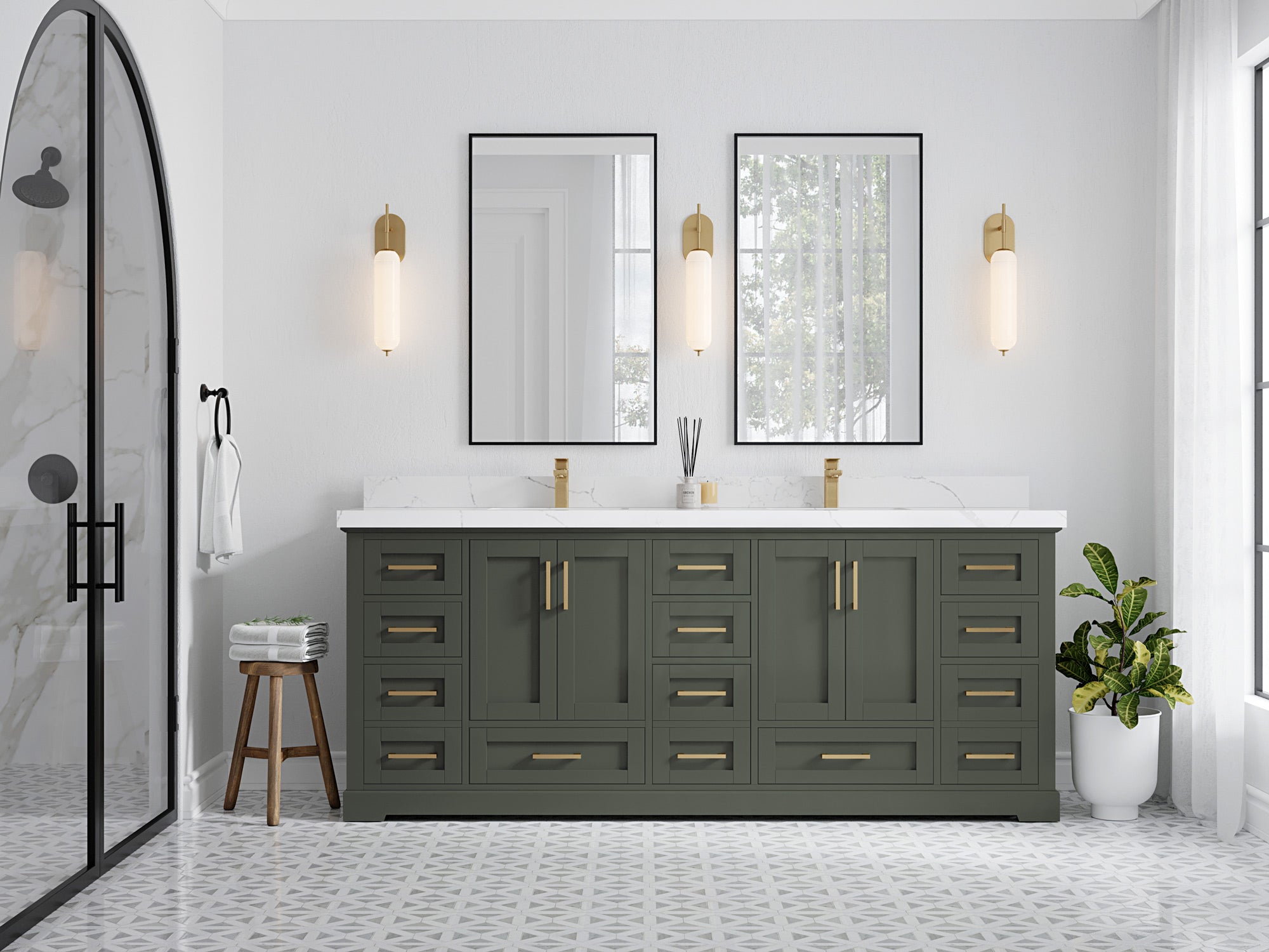 Boston 84 in. W x 22 in. D Double Sink Bathroom Vanity - Willow Bath and Vanity