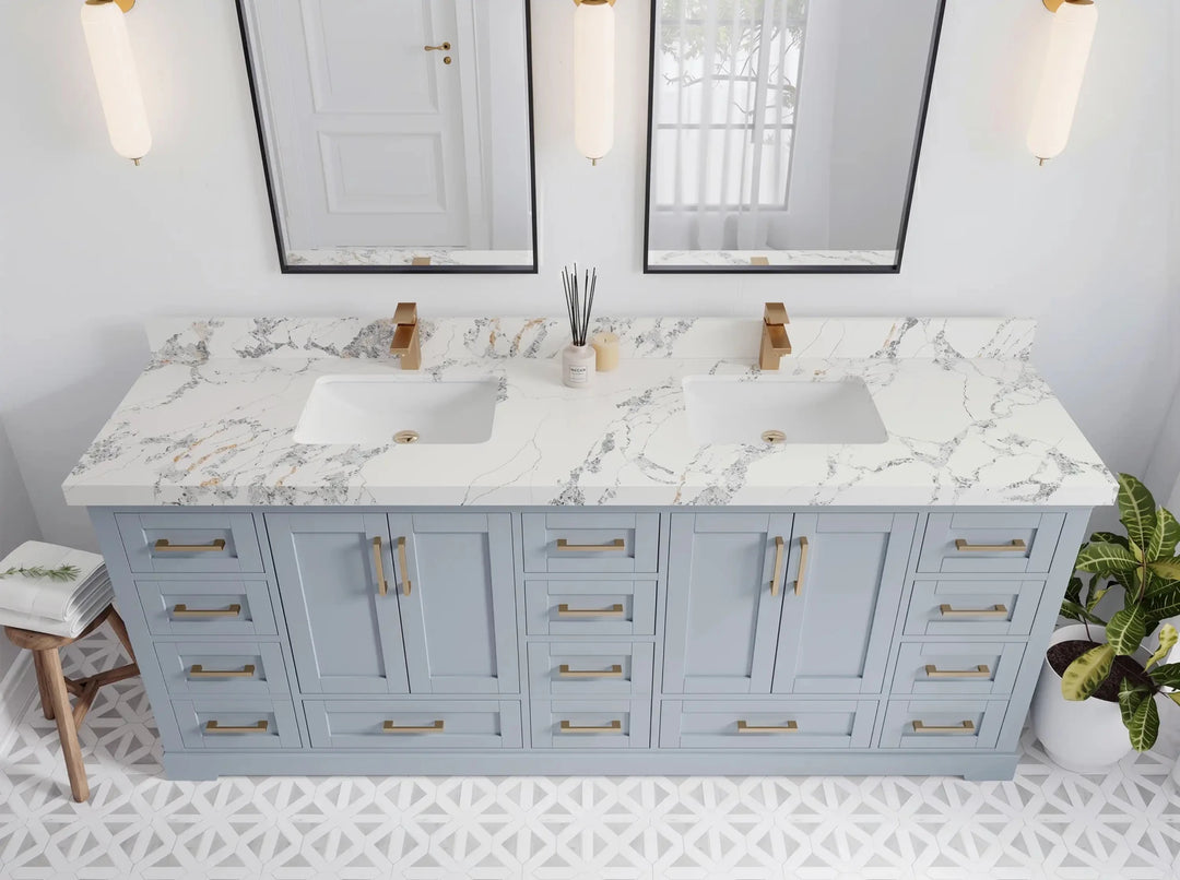 Boston 84 in. W x 22 in. D Double Sink Bathroom Vanity | 
              
                Blue Heather
                
                  
             - BST_BLU_WHQZ_84 - photo №12