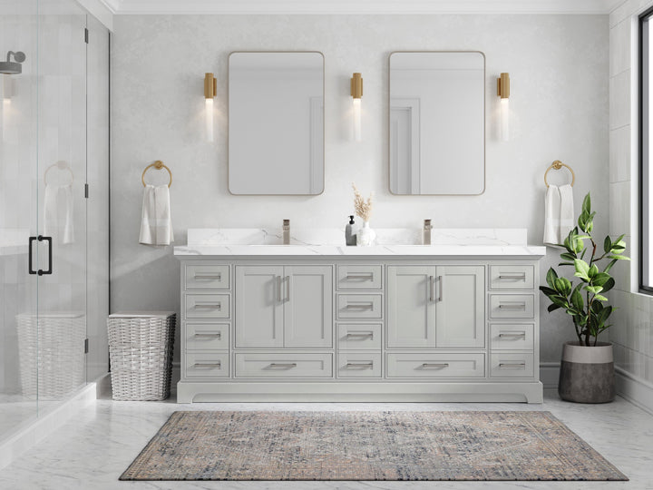 Boston Fenway 84 in. W x 22 in. D Double Sink Bathroom Vanity - photo 4