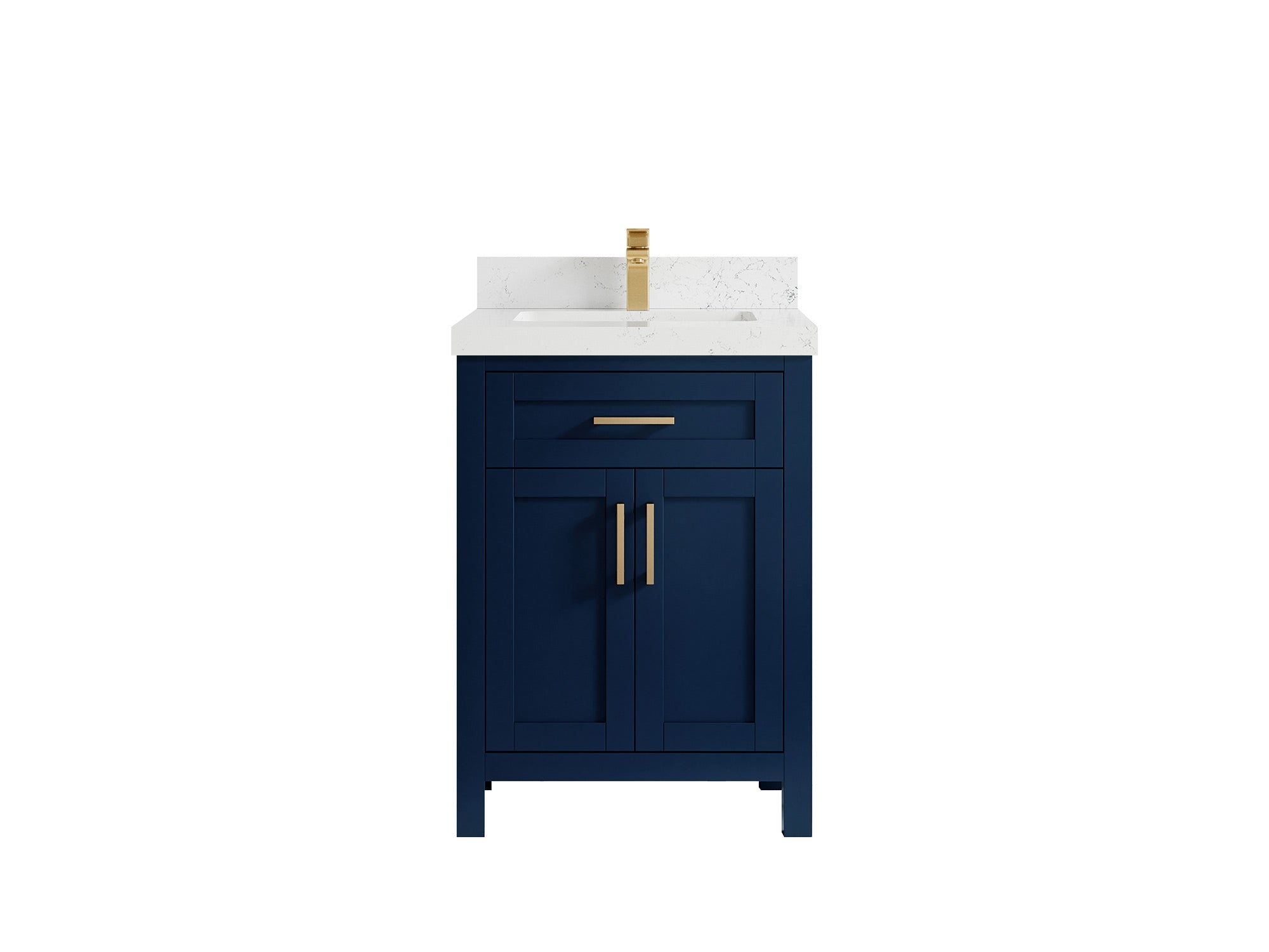 Cambridge 24-inch bathroom vanity in Navy Blue with Empira White Quartz countertop