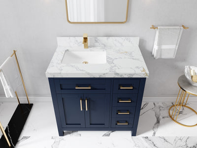 Cambridge 36 in. W x 22 in. D Left Offset Sink Bathroom Vanity - Willow Bath and Vanity