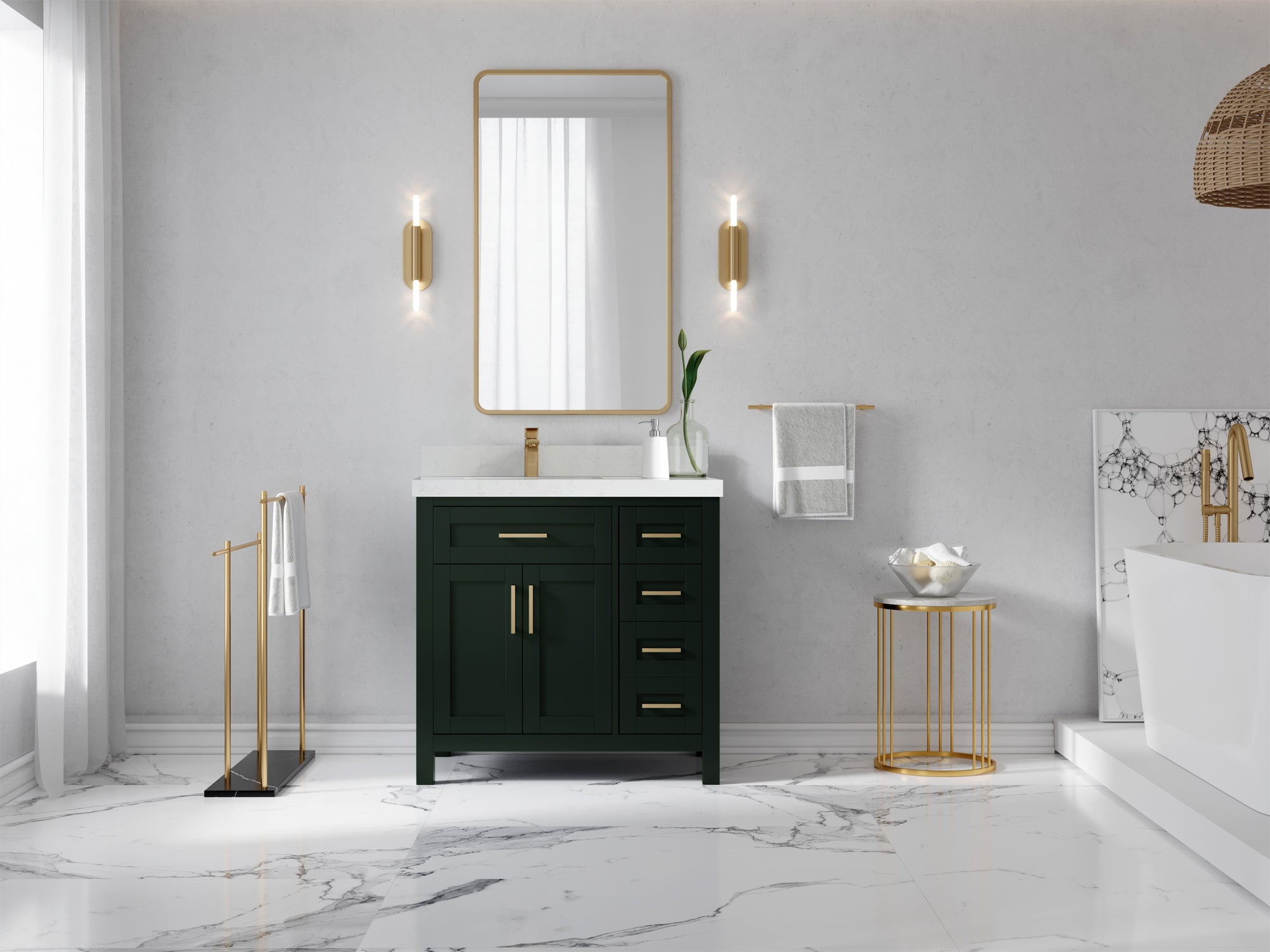 Cambridge 36 in. W x 22 in. D Left Offset Sink Bathroom Vanity - Willow Bath and Vanity