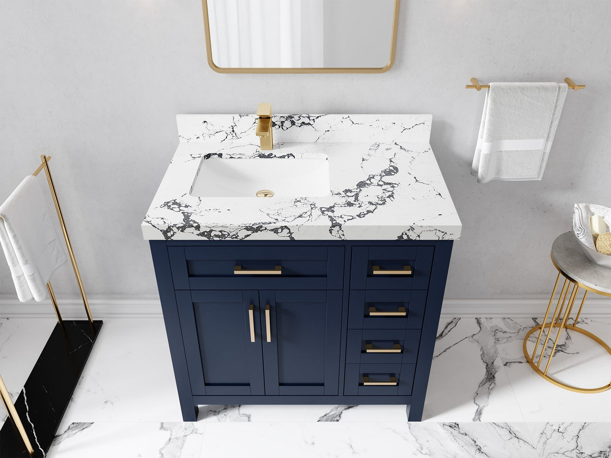 Cambridge 36 in. W x 22 in. D Left Offset Sink Bathroom Vanity - Willow Bath and Vanity