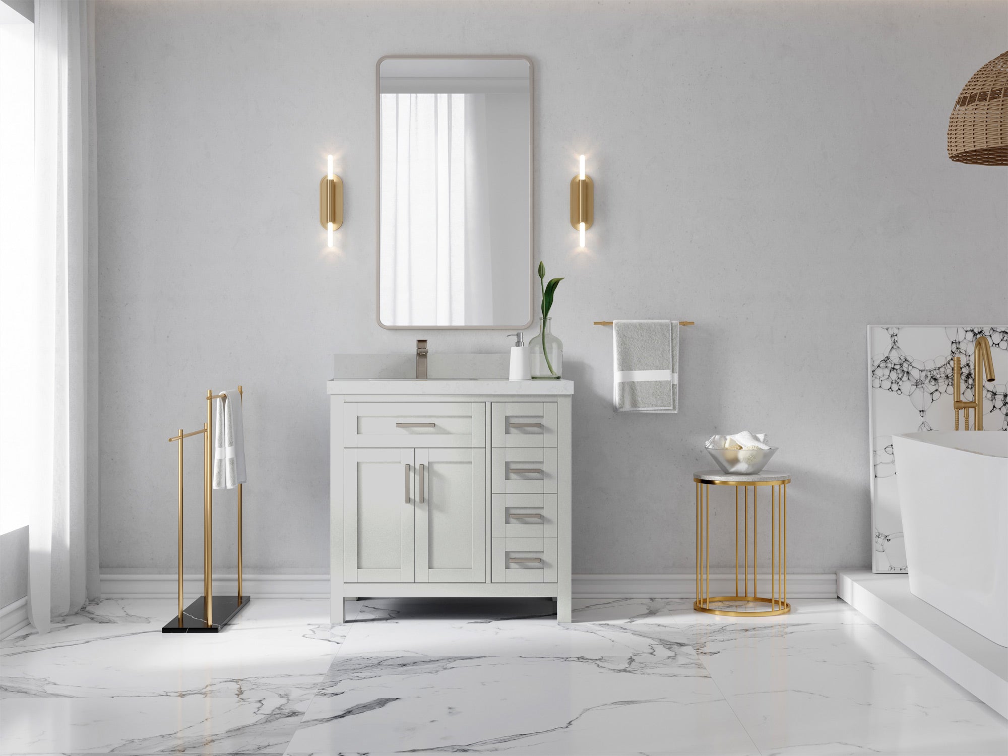 Cambridge 36 in. W x 22 in. D Left Offset Sink Bathroom Vanity - Willow Bath and Vanity