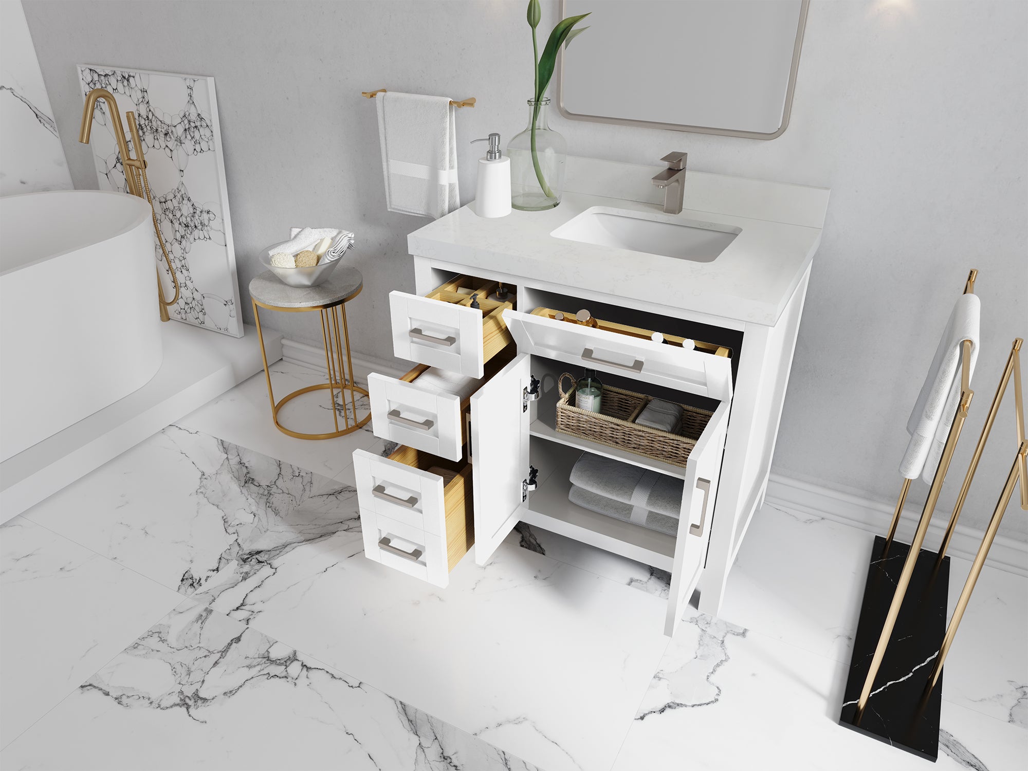 Cambridge 36 in. W x 22 in. D Right Offset Sink Bathroom Vanity - Willow Bath and Vanity