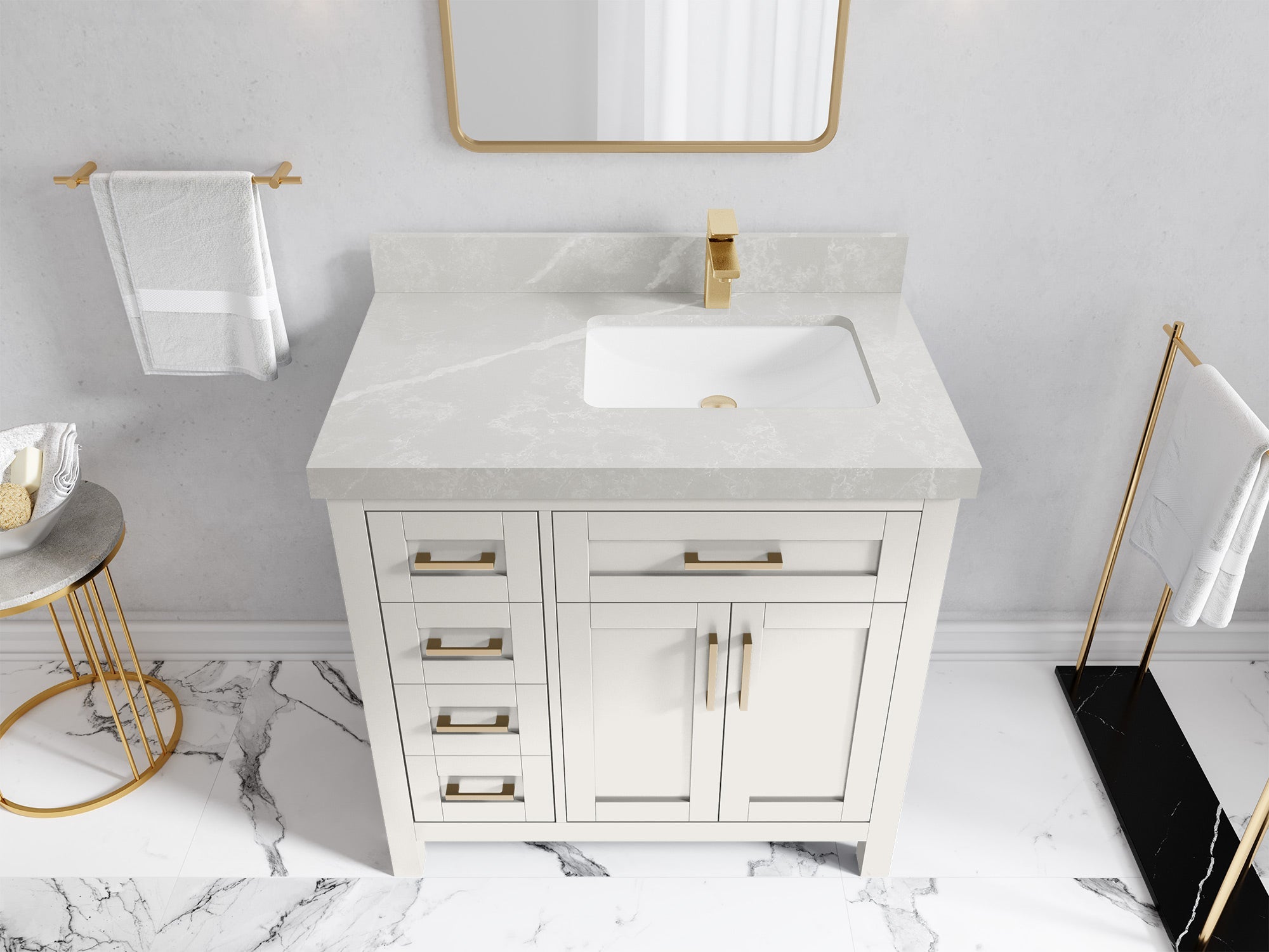 Cambridge 36 in. W x 22 in. D Right Offset Sink Bathroom Vanity - Willow Bath and Vanity