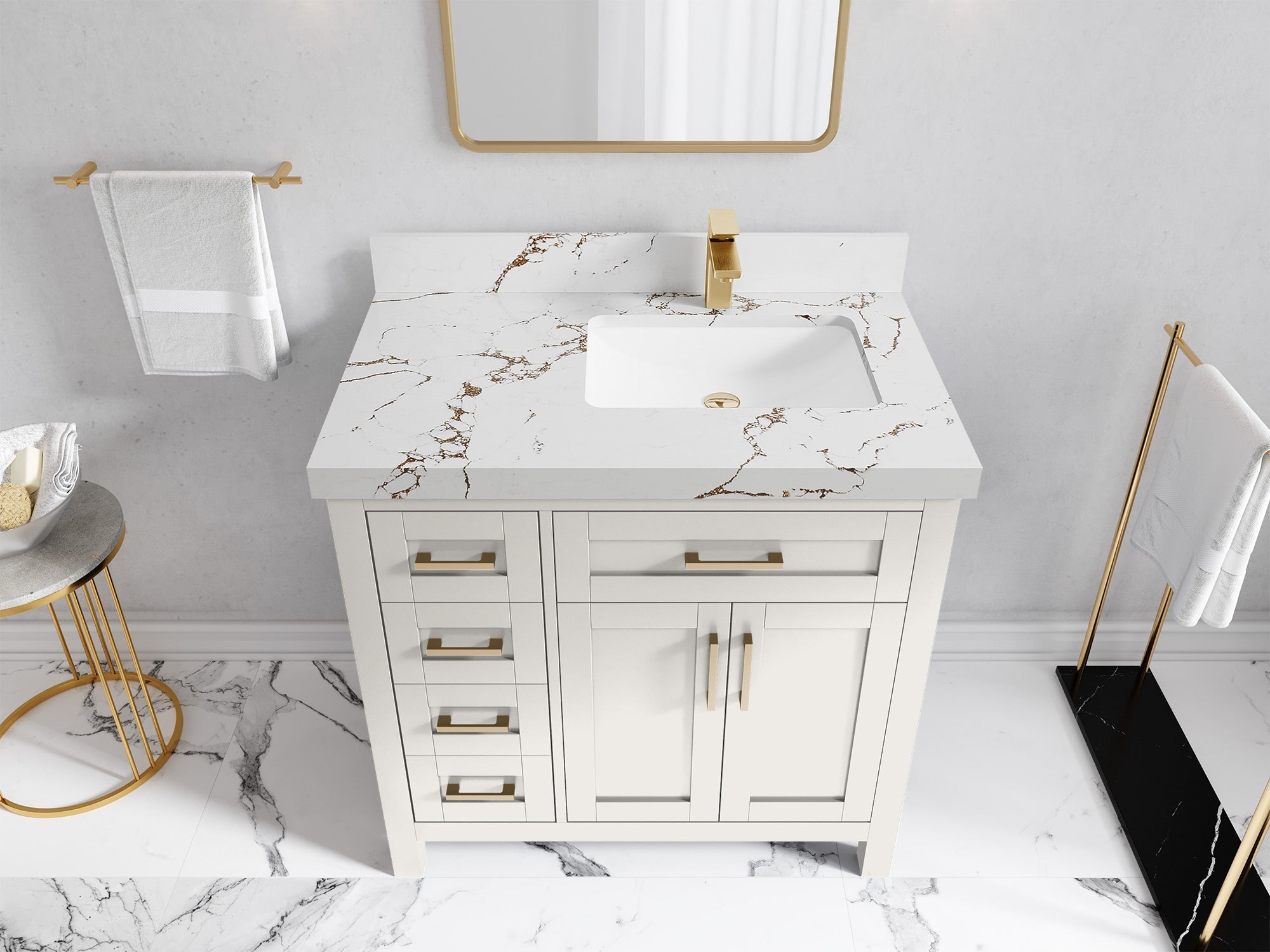 Cambridge 36 in. W x 22 in. D Right Offset Sink Bathroom Vanity - Willow Bath and Vanity