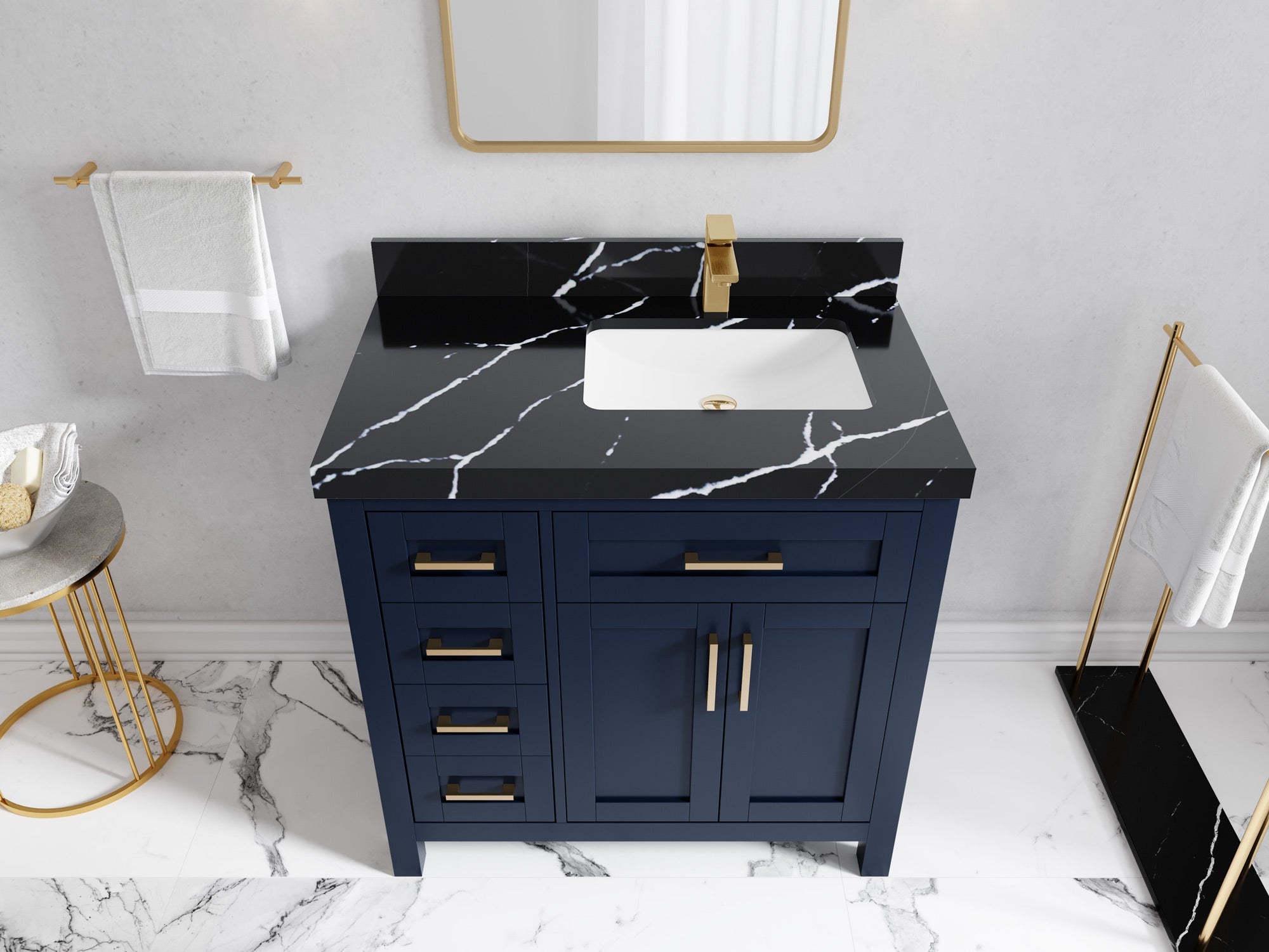 Cambridge 36 in. W x 22 in. D Right Offset Sink Bathroom Vanity - Willow Bath and Vanity