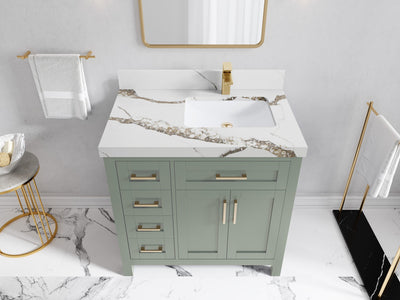 Cambridge 36 in. W x 22 in. D Right Offset Sink Bathroom Vanity - Willow Bath and Vanity