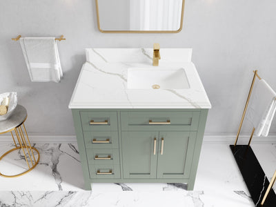 Cambridge 36 in. W x 22 in. D Right Offset Sink Bathroom Vanity - Willow Bath and Vanity
