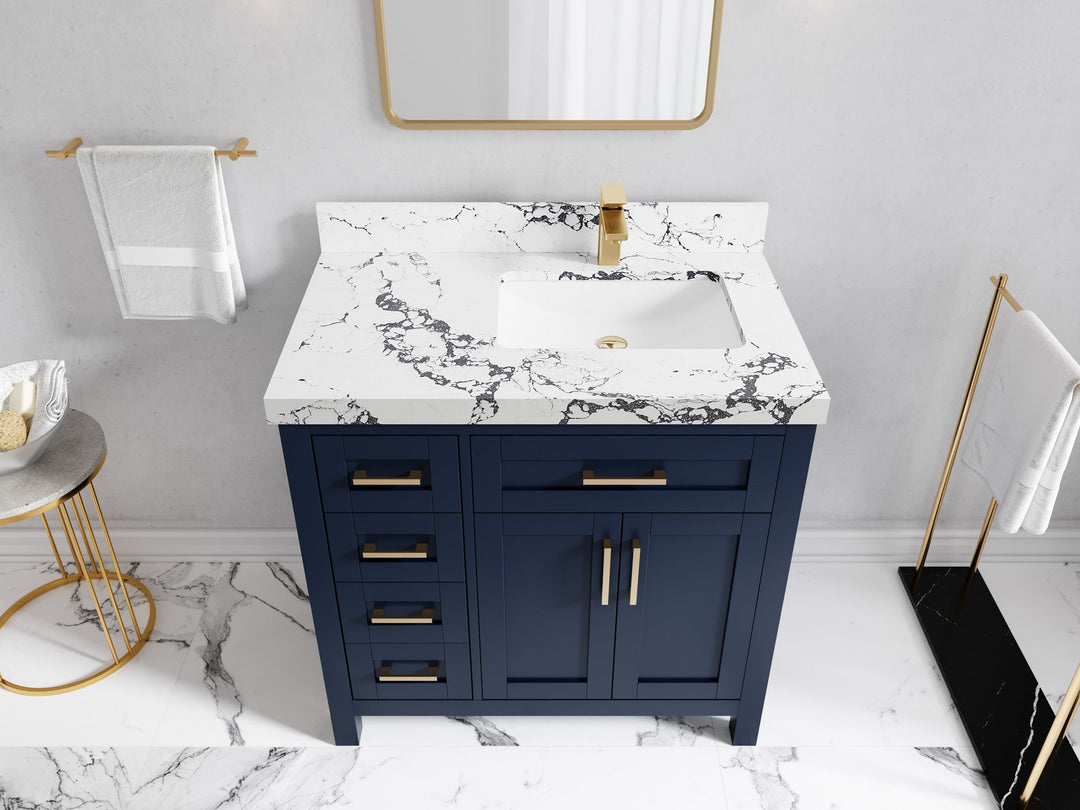 Cambridge 36 in. W x 22 in. D Right Offset Sink Bathroom Vanity - Willow Bath and Vanity