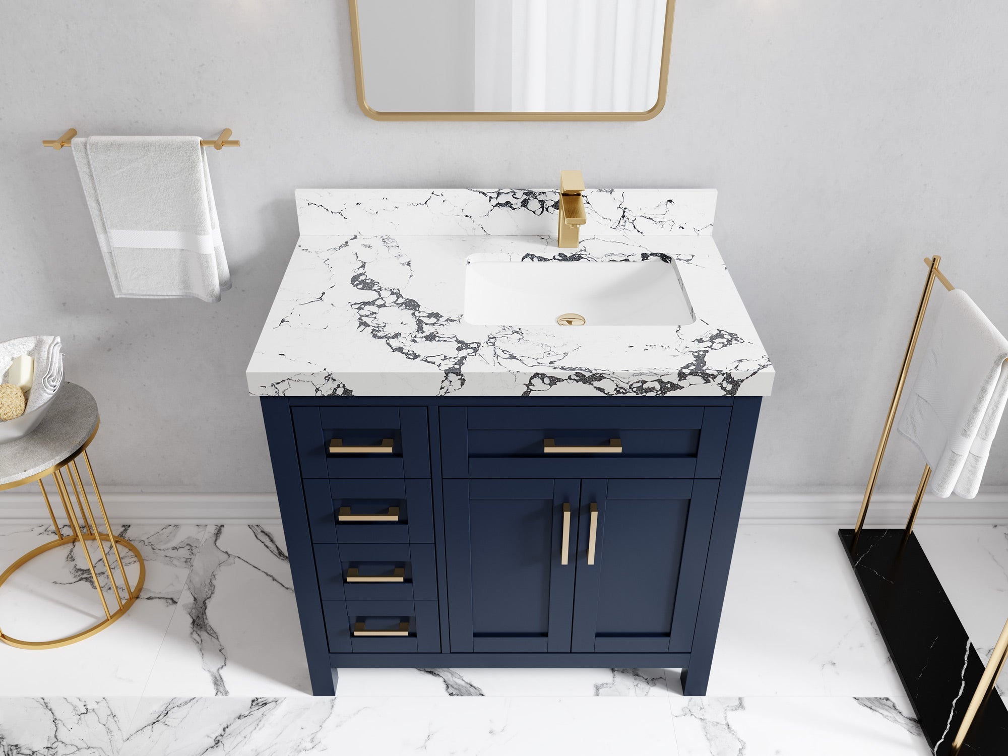 Cambridge 36 in. W x 22 in. D Right Offset Sink Bathroom Vanity - Willow Bath and Vanity