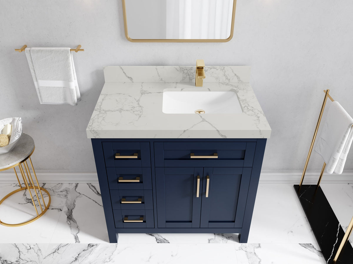 Cambridge 36 in. W x 22 in. D Right Offset Sink Bathroom Vanity - Willow Bath and Vanity