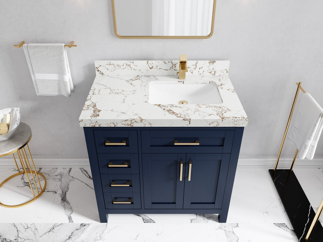 Cambridge 36 in. W x 22 in. D Right Offset Sink Bathroom Vanity - Willow Bath and Vanity
