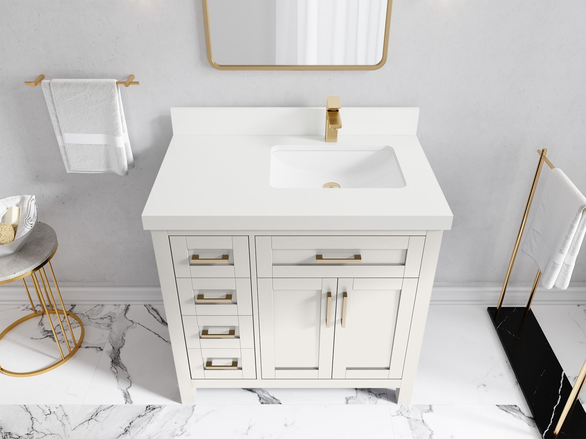 Cambridge 36 in. W x 22 in. D Right Offset Sink Bathroom Vanity - Willow Bath and Vanity