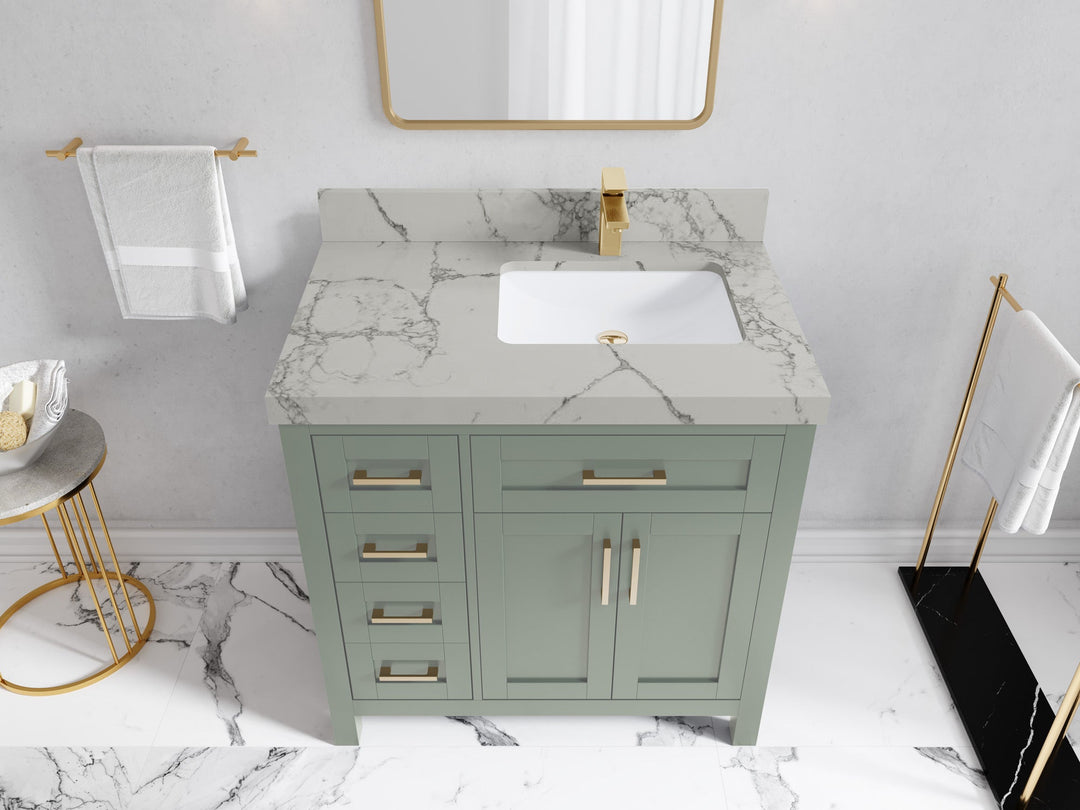 Cambridge 36 in. W x 22 in. D Right Offset Sink Bathroom Vanity - Willow Bath and Vanity
