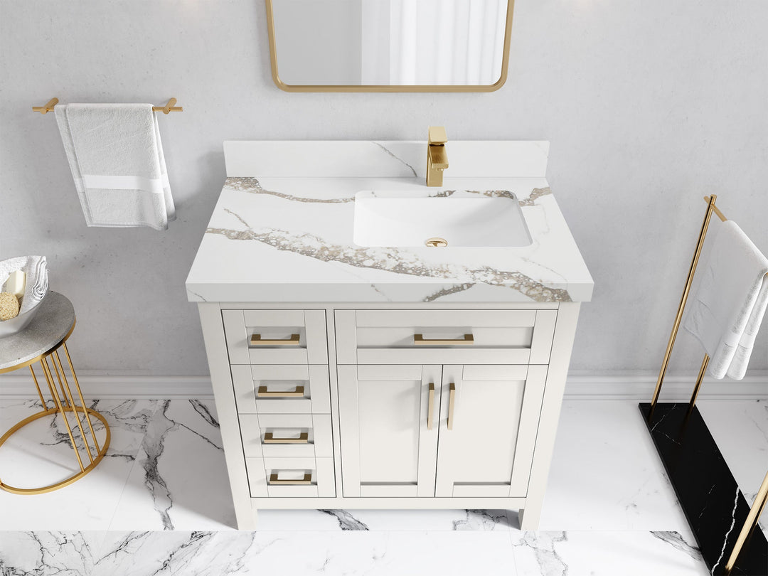 Cambridge 36 in. W x 22 in. D Right Offset Sink Bathroom Vanity - Willow Bath and Vanity