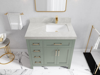 Cambridge 36 in. W x 22 in. D Right Offset Sink Bathroom Vanity - Willow Bath and Vanity