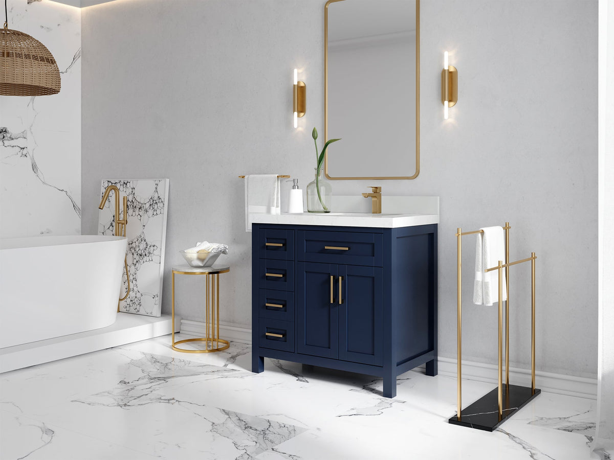 Cambridge 36 in. W x 22 in. D Right Offset Sink Bathroom Vanity - Willow Bath and Vanity
