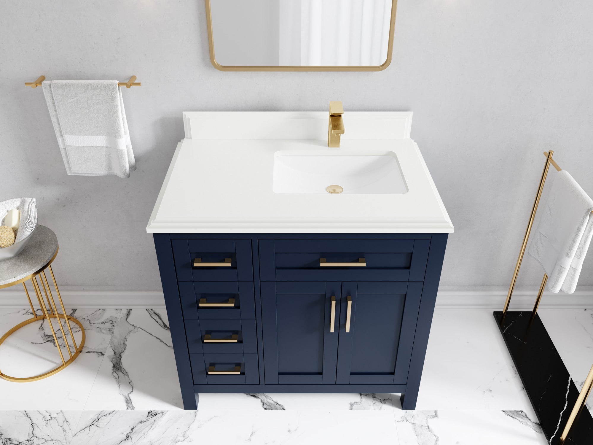 Cambridge 36 in. W x 22 in. D Right Offset Sink Bathroom Vanity - Willow Bath and Vanity