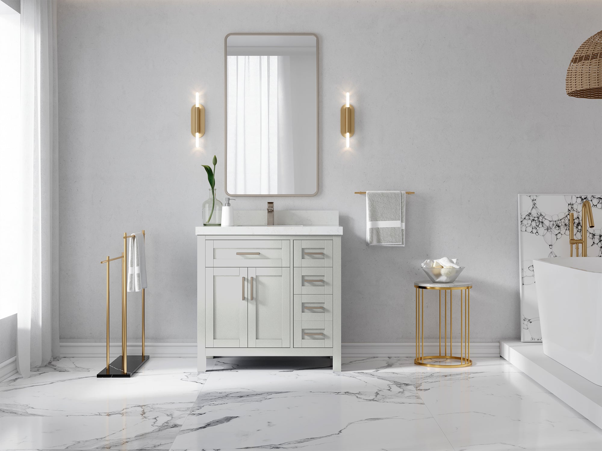 Cambridge 36 in. W x 22 in. D Single Center Sink Bathroom Vanity - Willow Bath and Vanity
