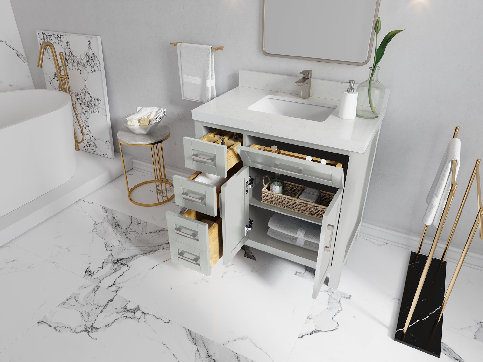 Cambridge 36 in. W x 22 in. D Single Center Sink Bathroom vanity - Willow Bath and Vanity