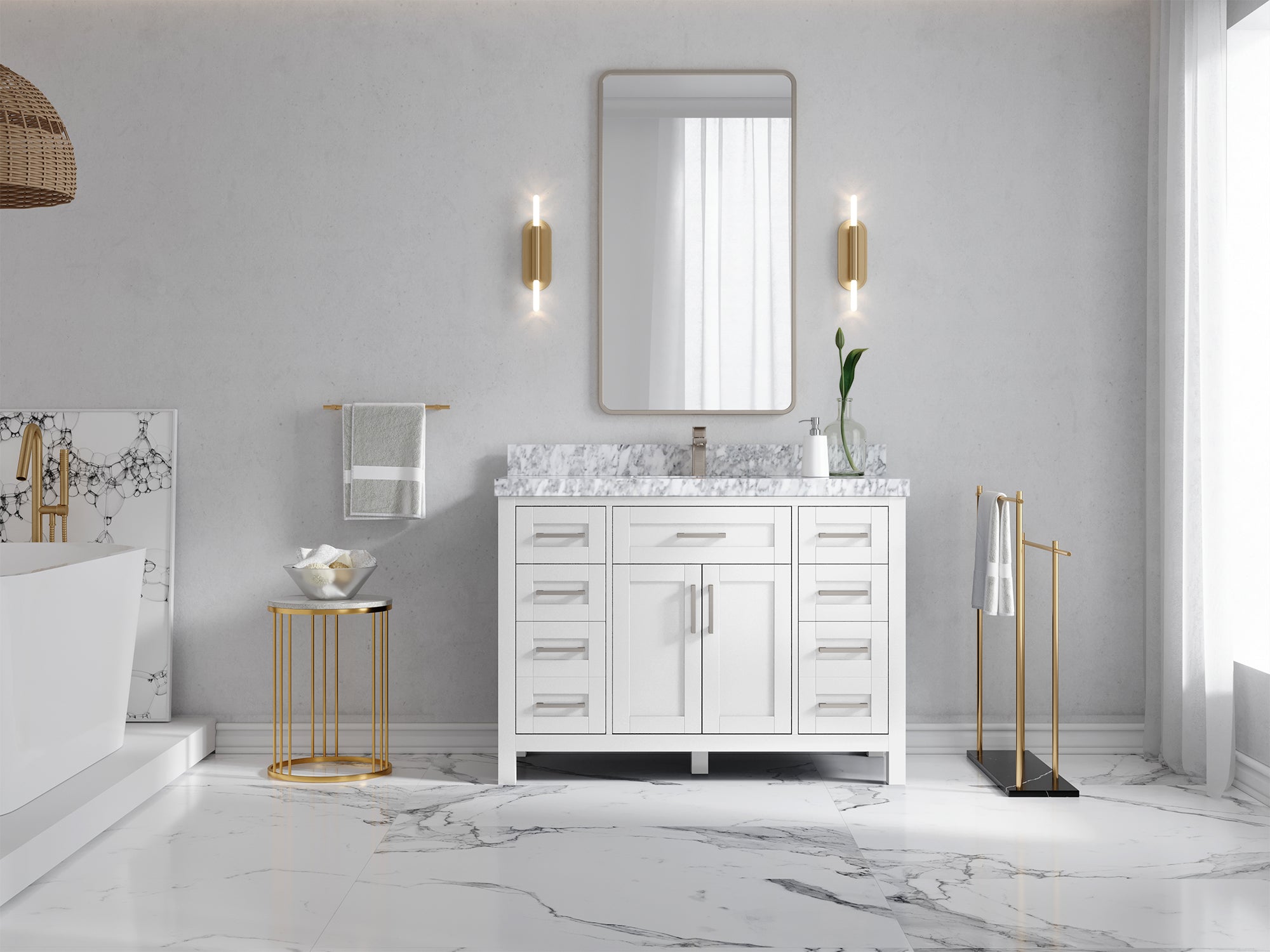 Cambridge 48 in. W x 22 in. D Single Sink Bathroom Vanity - Willow Bath and Vanity