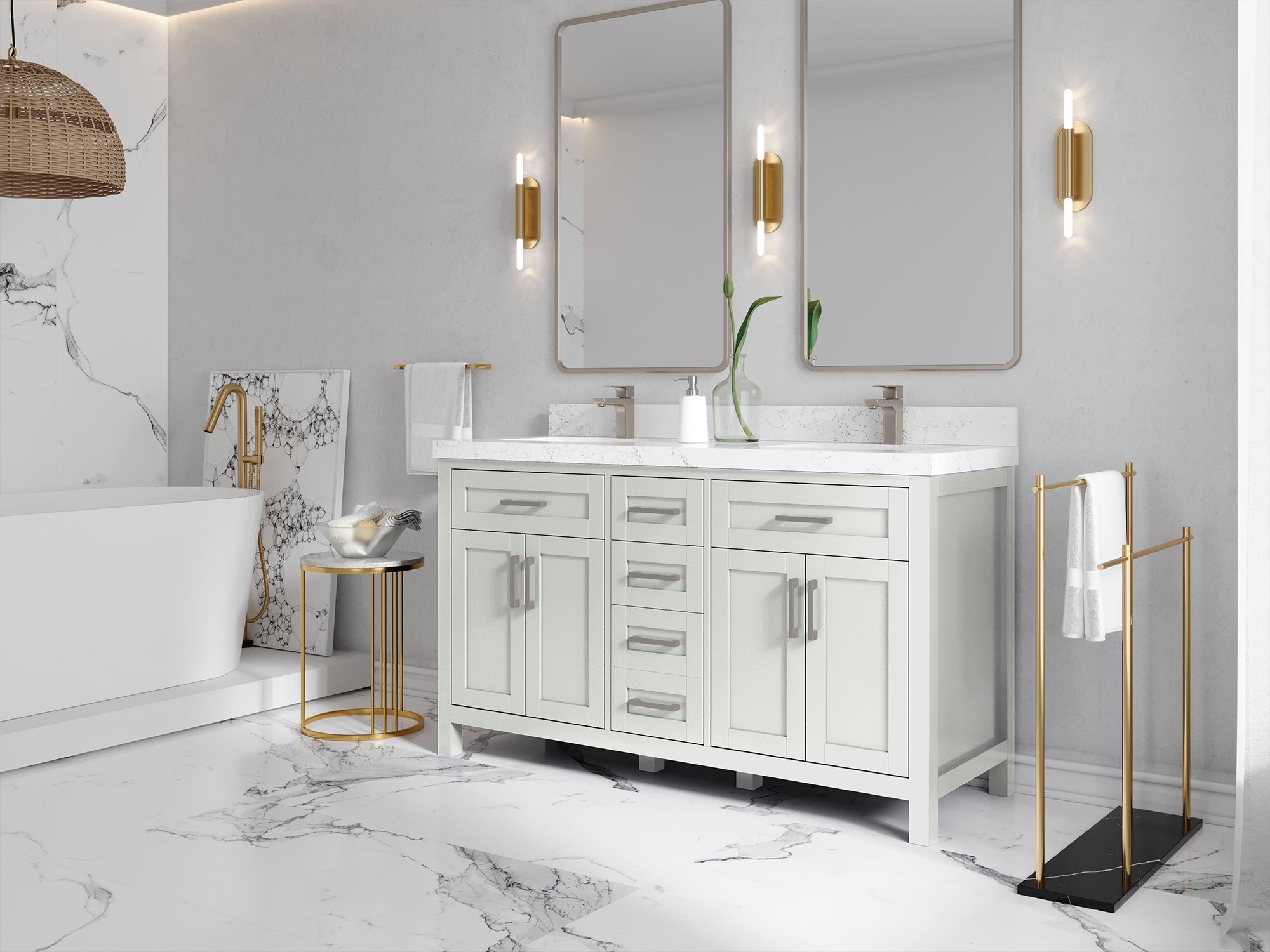 Cambridge 60 in. W x 22 in. D Double Sink Bathroom Vanity - Willow Bath and Vanity