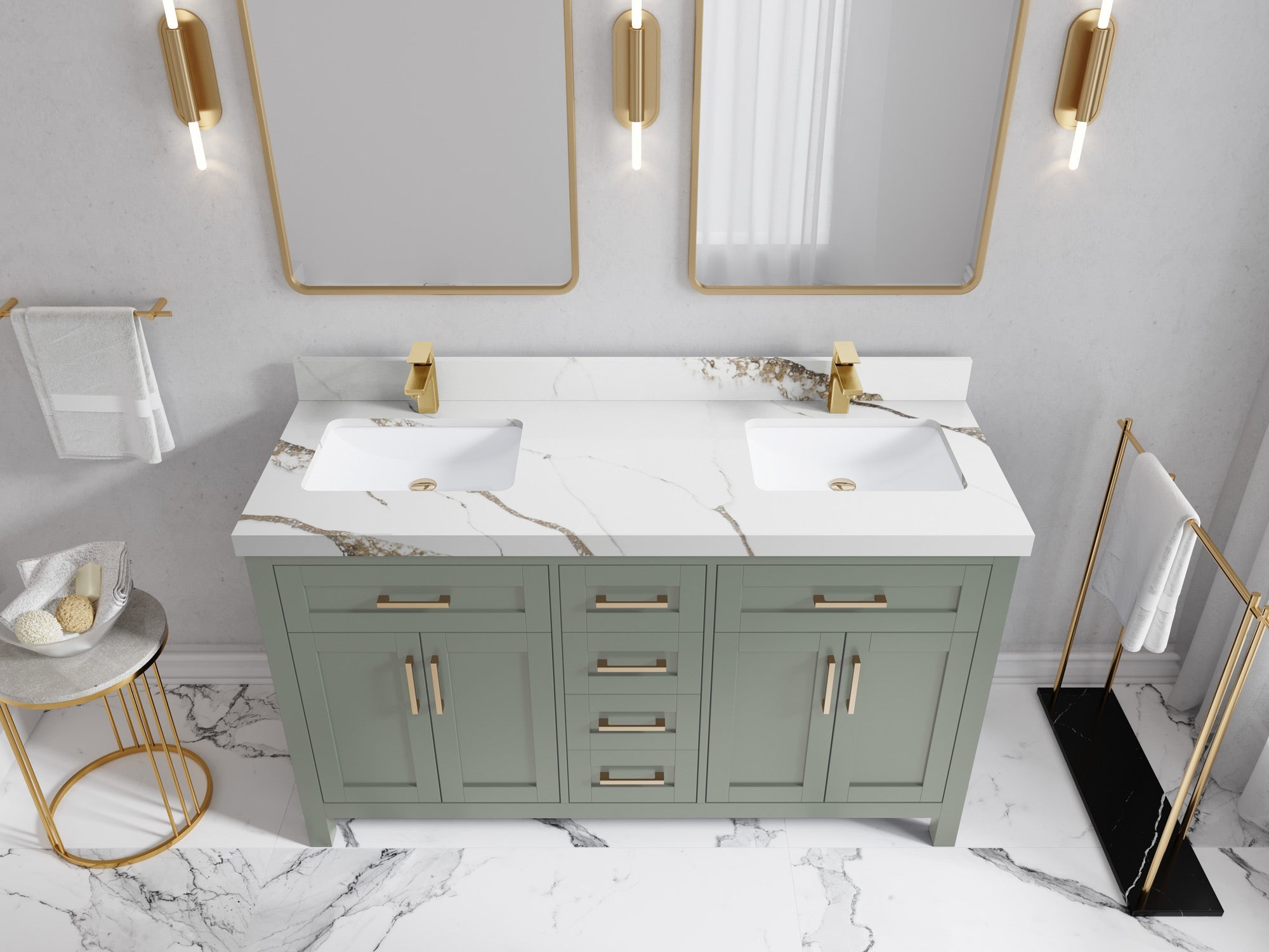 Cambridge 60 in. W x 22 in. D Double Sink Bathroom Vanity - Willow Bath and Vanity