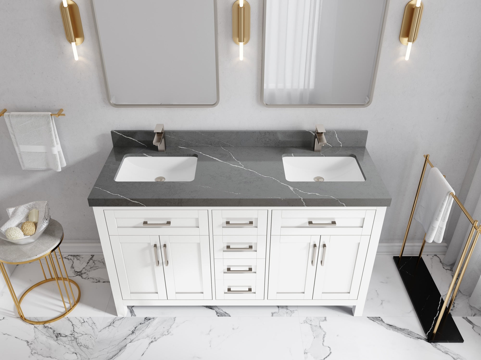 Cambridge 60 in. W x 22 in. D Double Sink Bathroom Vanity - Willow Bath and Vanity